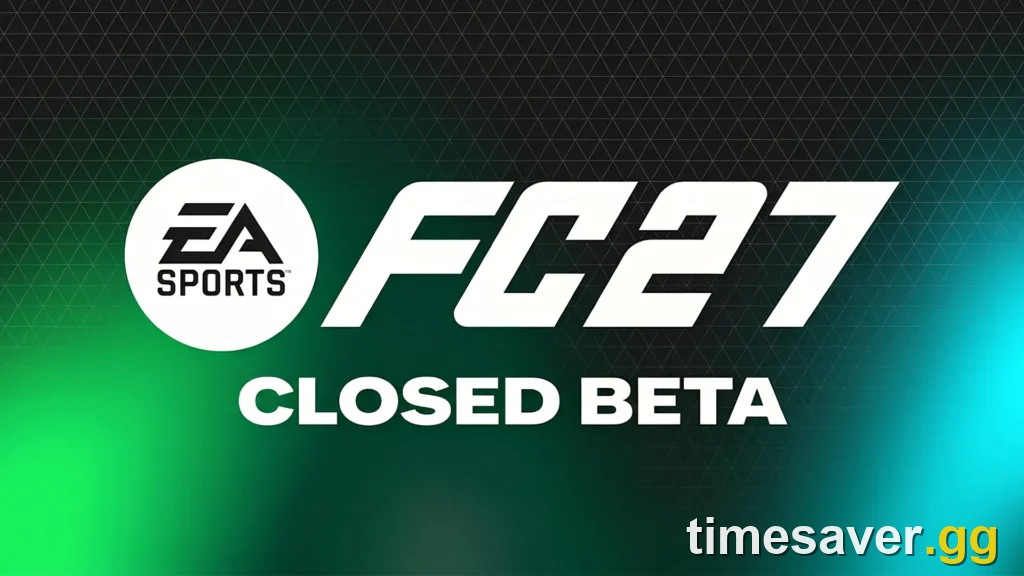 EA Sports FC 27 Closed Beta official title graphic on a green gradient background
