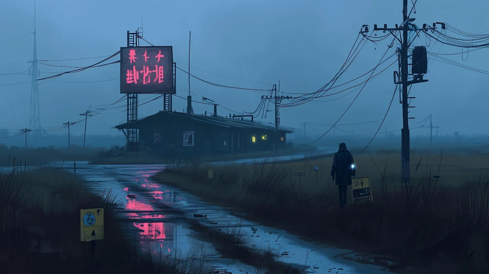 A Stunning Ai Art, Illustration, Dark, Rural, Cyberpunk 5K Desktop and Mobile Wallpaper Background (5824x3264)