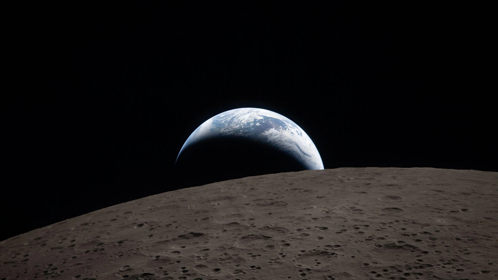 Earth Rising Over The Moon - Space Photography 4K Wallpaper (4539x2553)