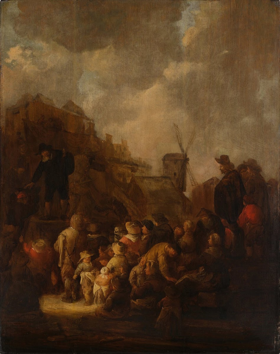 A Peddler Before A Crowd Of Villagers In A Town Square