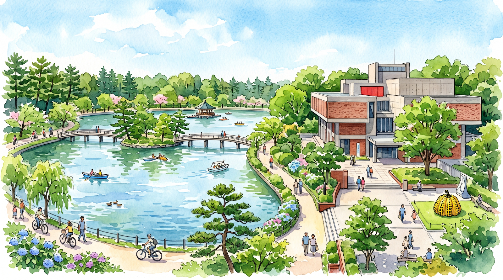 福岡大濠公園與市美術館水彩畫特製 Banner