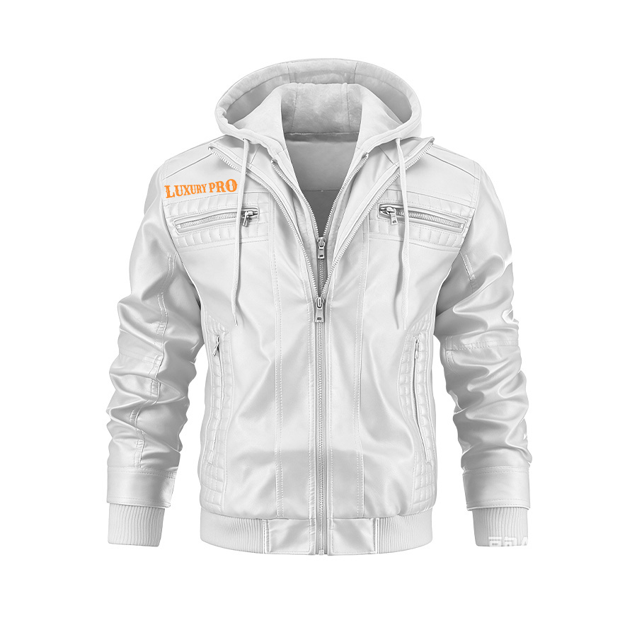 2D hooded leather jacket