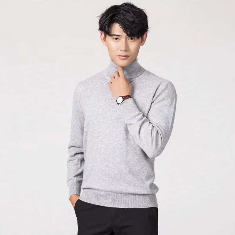 Men's wool sweater, turtleneck, easy-care