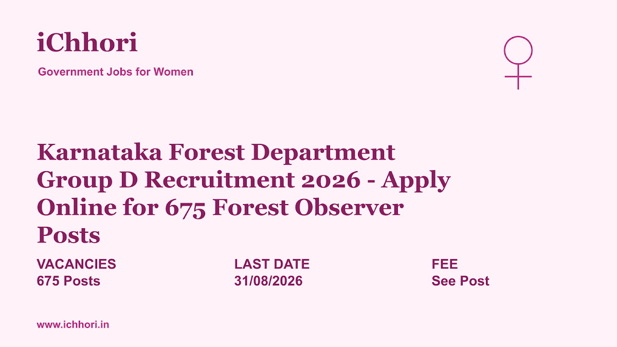 Karnataka Forest Department Group D Recruitment 2026 - Apply Online for 675 Forest Observer Posts - iChhori
