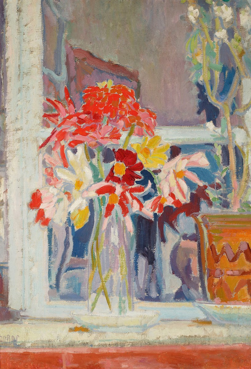 Kwiaty w szklanym wazonie 1909