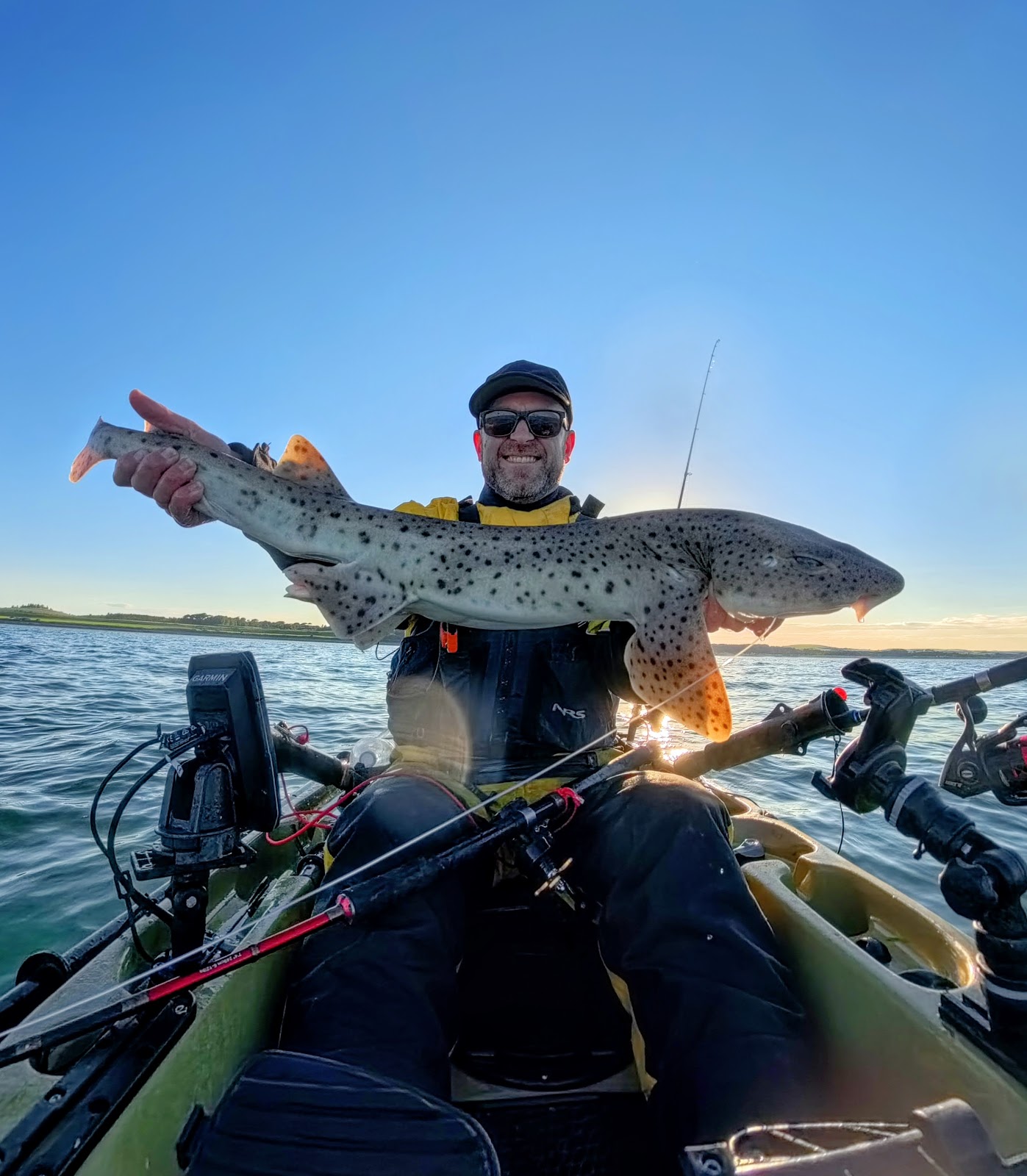 George Ingram with a Bull Huss caught kayak fishing at Luce Bay