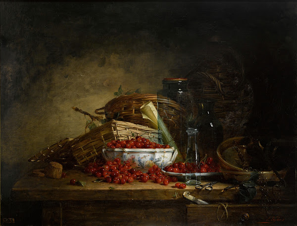 A still life with cherries