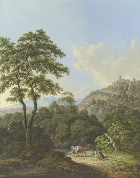 Reiche Landschaft mit Wasser und Wald