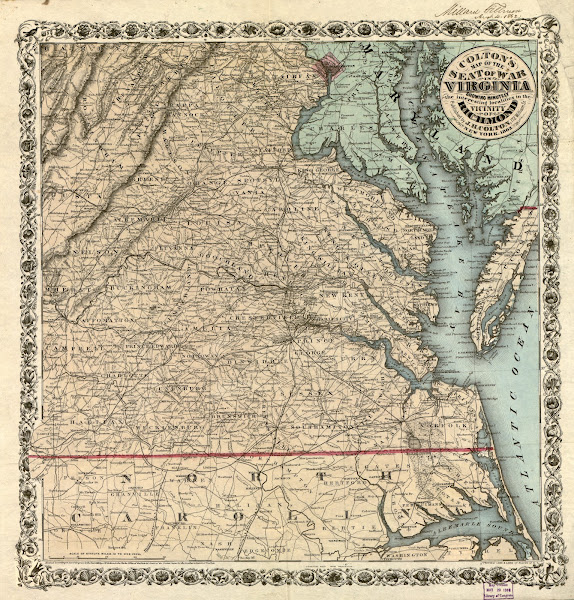 Coltons map of the seat of war in Virginia  showing minutely the interesting loc