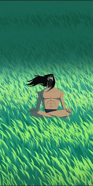 Samurai Jack, Cartoon, Meditation, Grass Field 4K Wallpaper Background