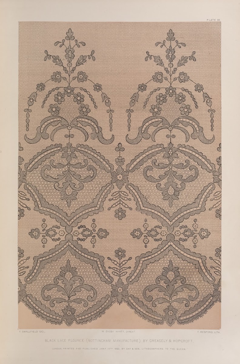 Black lace flounce Nottingham manufacture 1851   1853