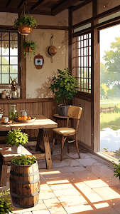 Cozy Japanese Kitchen Sunlight Rustic Interior