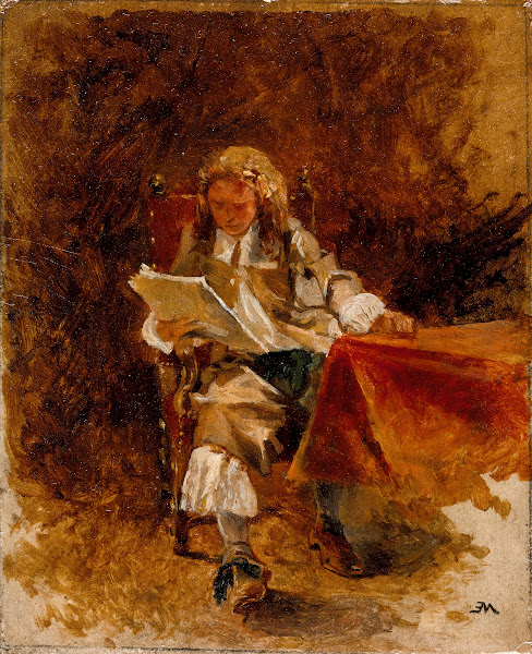 Study of a Seated Cavalier Reading 1870