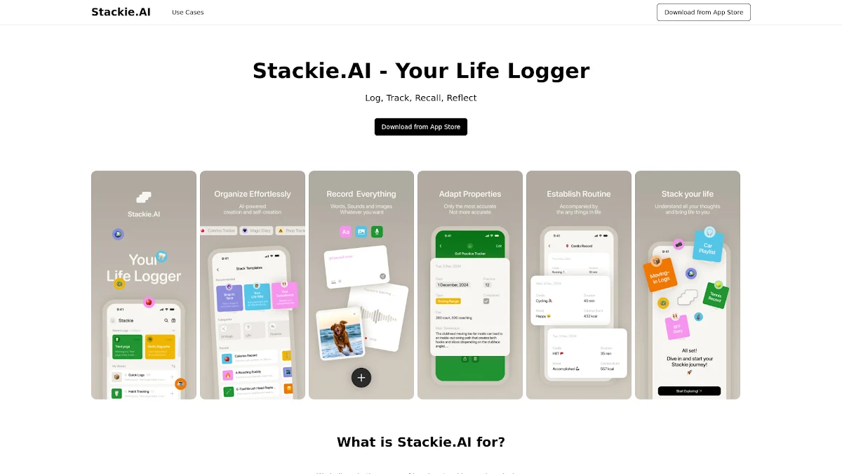 Captura de Stackie.AI Your Life Logger