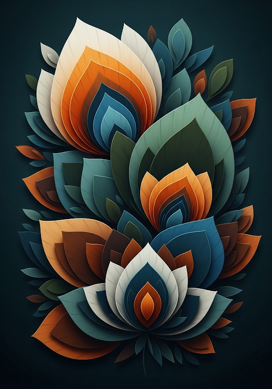 Abstract Layered Floral Art