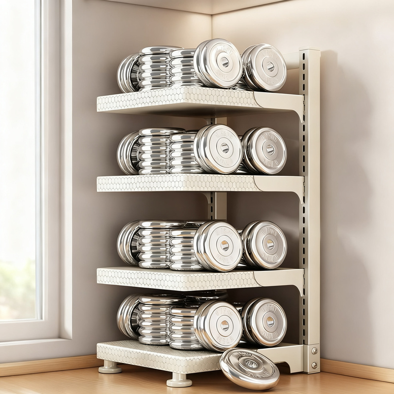 Multi-tier pot rack made of carbon steel