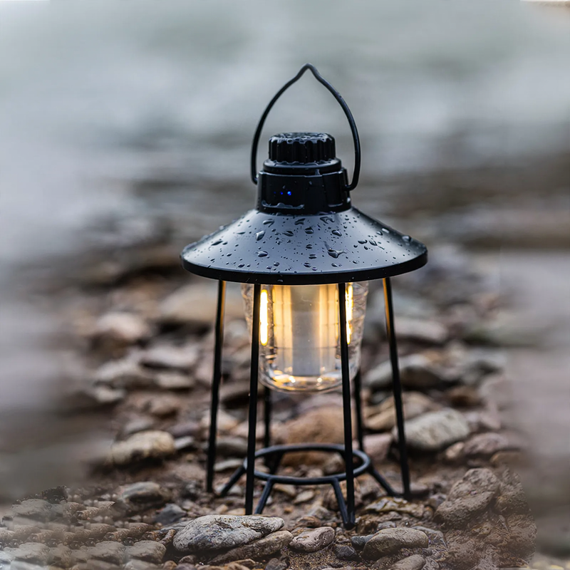 Camping lamp LED, rechargeable, retro design