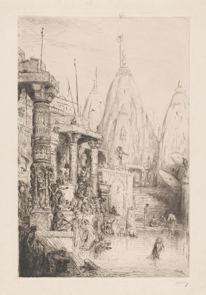Tempel met figuren aan de Ganges c 1877   c 1932