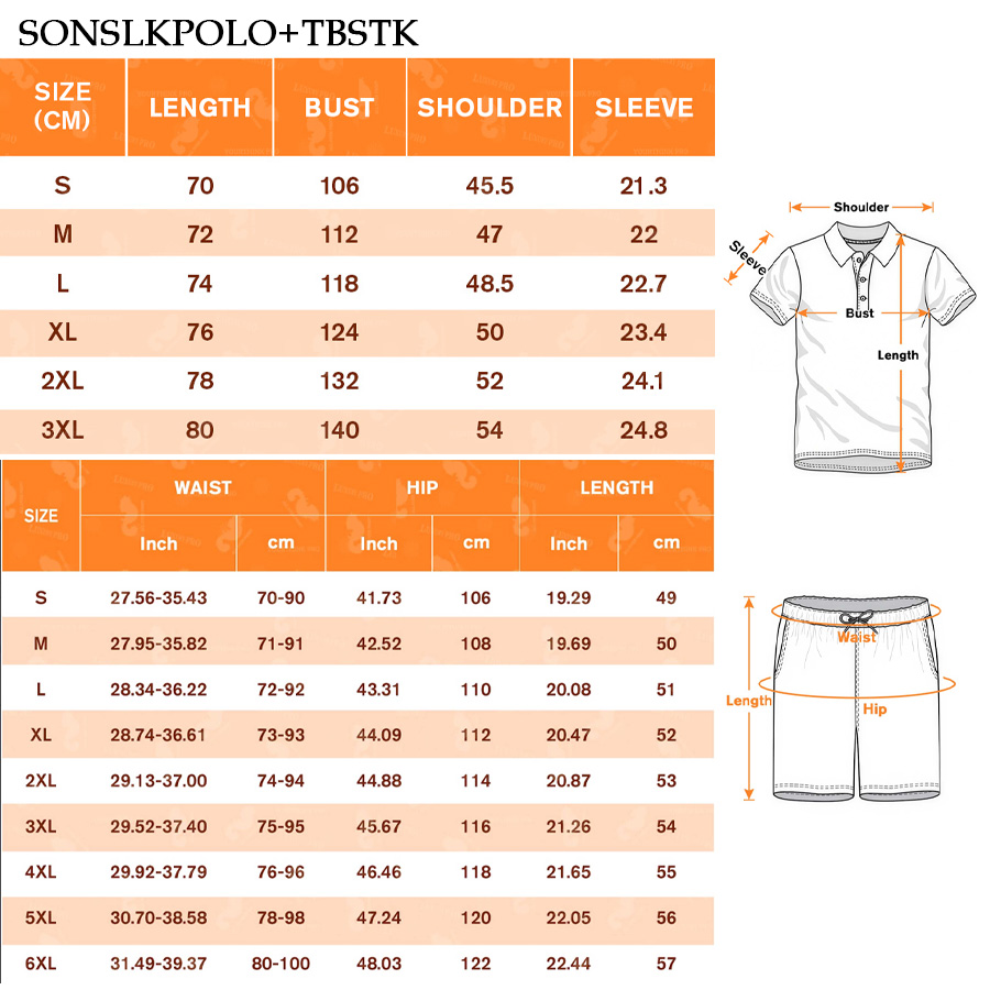 AOP SON Three Button POLO+All Over Beach Pants - Bird Eye Fabric