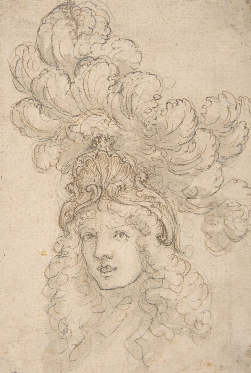 View of a Design for a Headpiece Decorated with a Shell and Large Plume 16521725