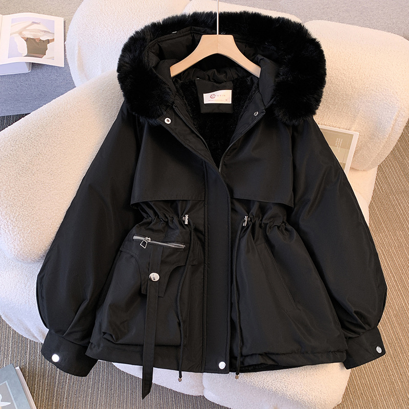 Gefütterte Damen-Parka, warm, mit Kunstfell
