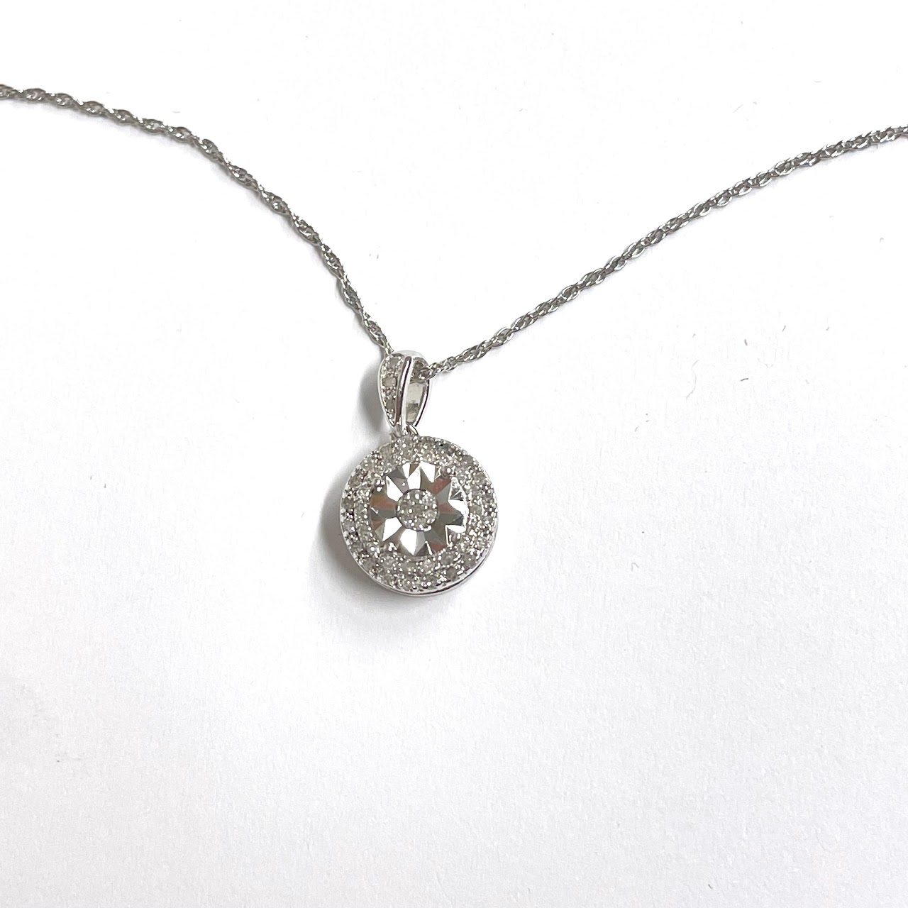 Sterling Silver & Diamond Pendant Necklace