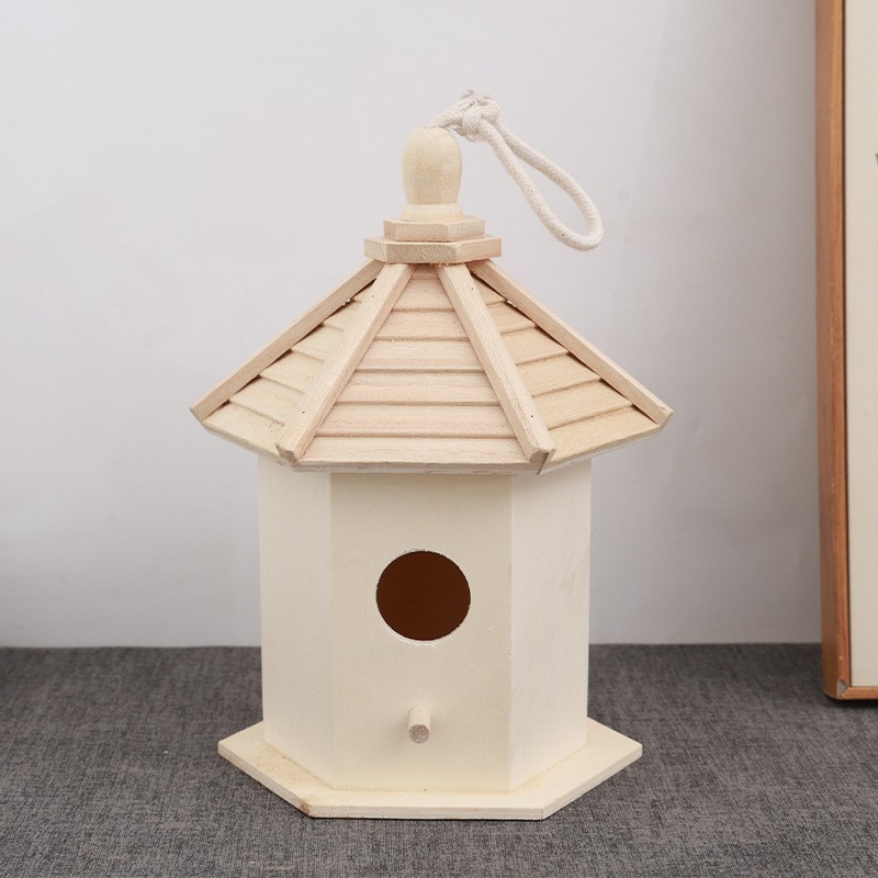 Holz-Vogelhaus und Futterstation für den Garten