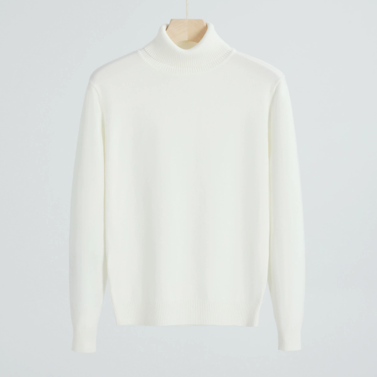 Men's knitted sweater with roll neck, warm