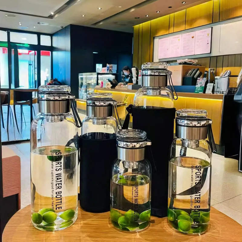 Glass tea bottle with strainer, 750–2000 ml