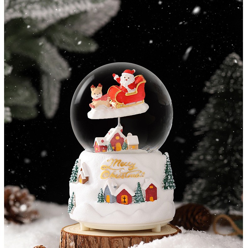 Christmas snow globe with music and light
