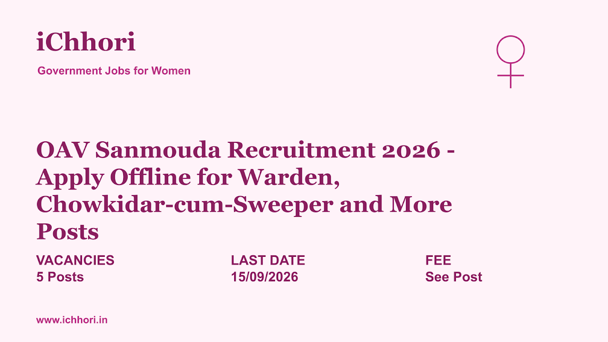 OAV Sanmouda Recruitment 2026 - Apply Offline for Warden, Chowkidar-cum-Sweeper and More Posts - iChhori