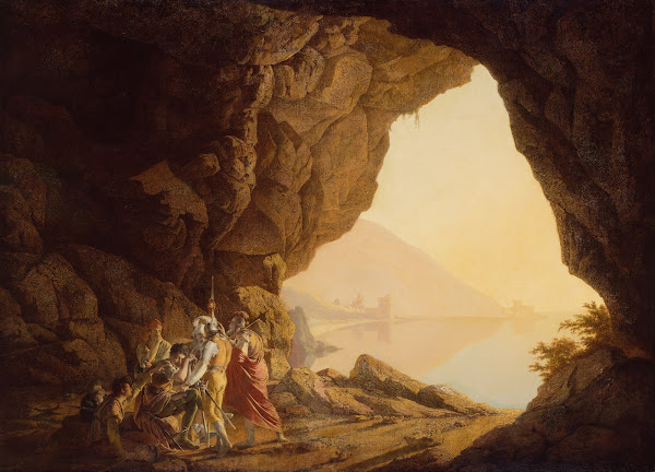 Grotto by the Seaside in the Kingdom of Naples with Banditti Sunset 1778