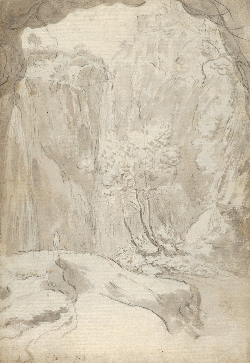 View of a Waterfall in Tivoli From Within a Cave ca 164045