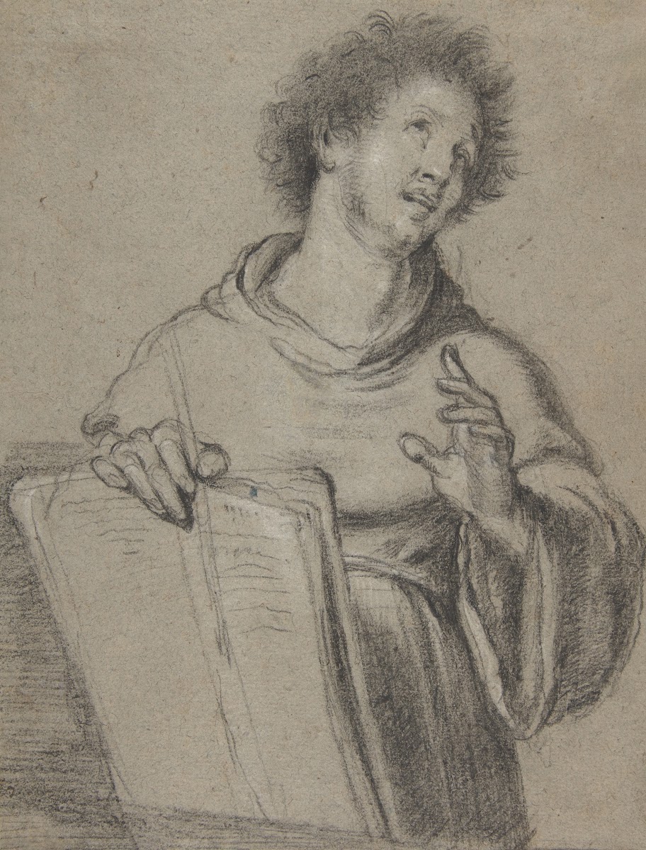 Half Length Study of a Monk Holding a Book and a Long Implement ca 163740