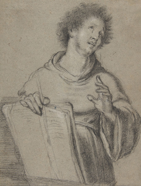 Half Length Study of a Monk Holding a Book and a Long Implement ca 163740