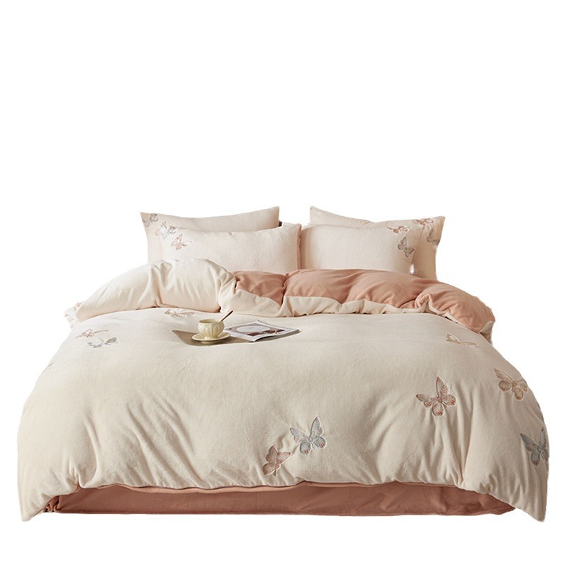 Milk fiber bedding, 4-piece, butterfly pattern, winter
