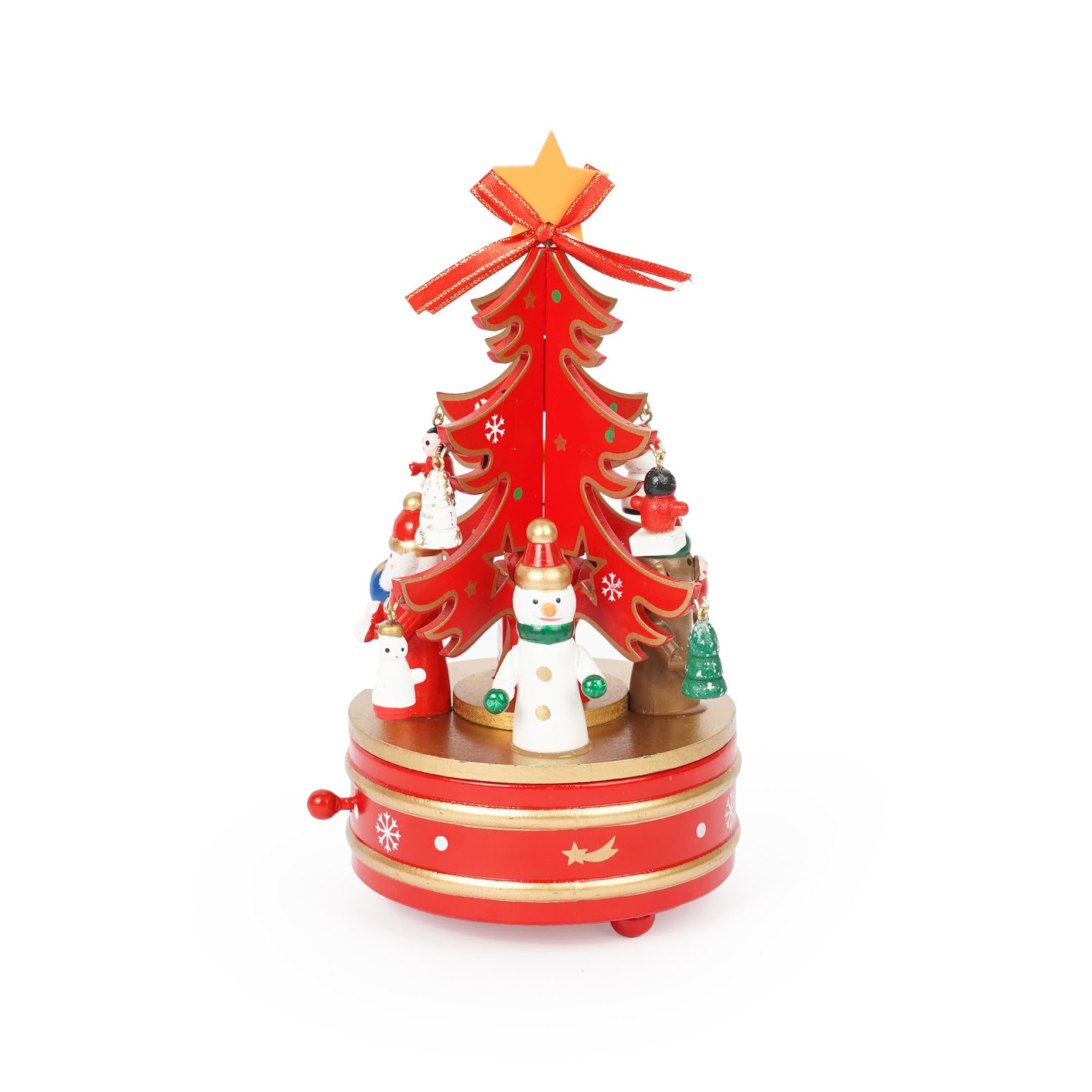 Christmas wooden music box with rotating mechanism