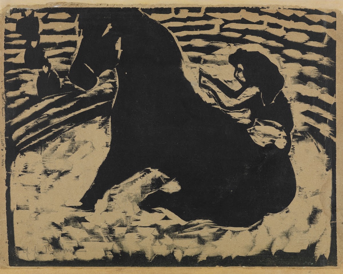 Zirkusreiterin  Artistin auf schwarzem Pony 1909