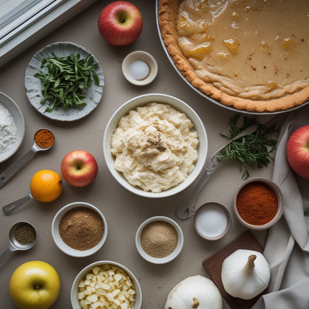 Ingredients for Creamy Apple Custard Impossible Pie - Easy Homemade Comfort Dessert