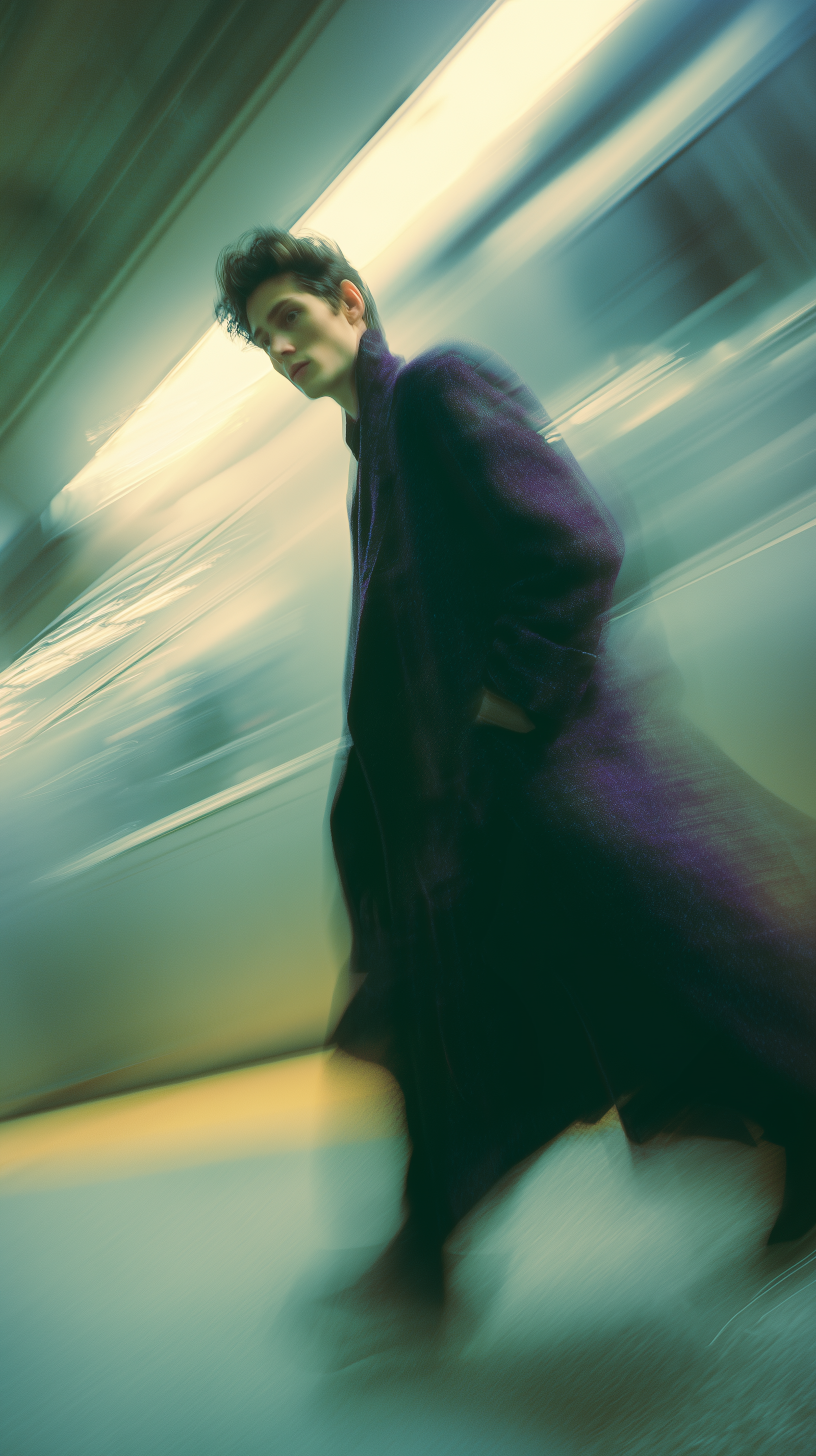 Fotografía editorial de moda con desenfoque de movimiento