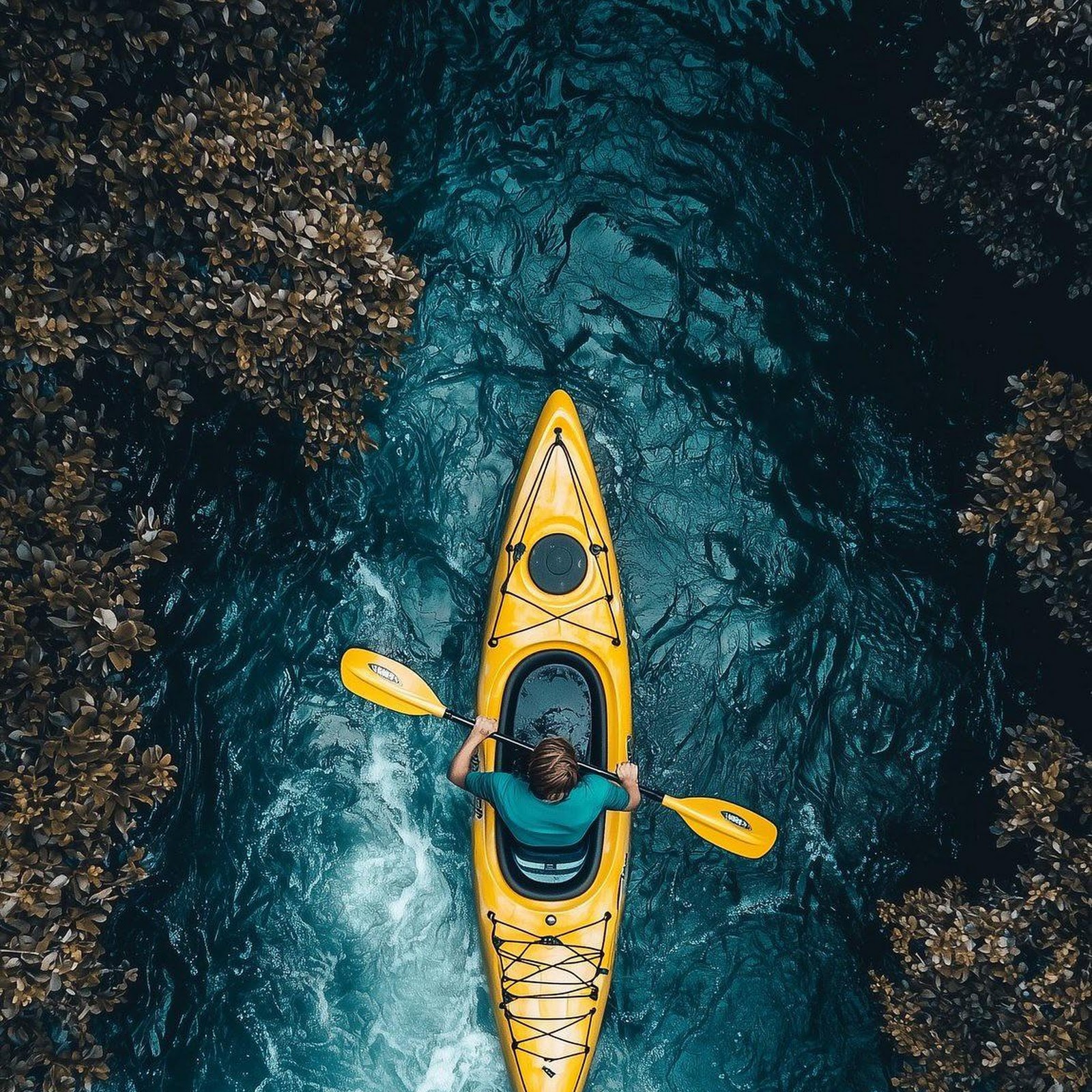 Download Yellow Kayak on Turbulent River Full HD iPhone