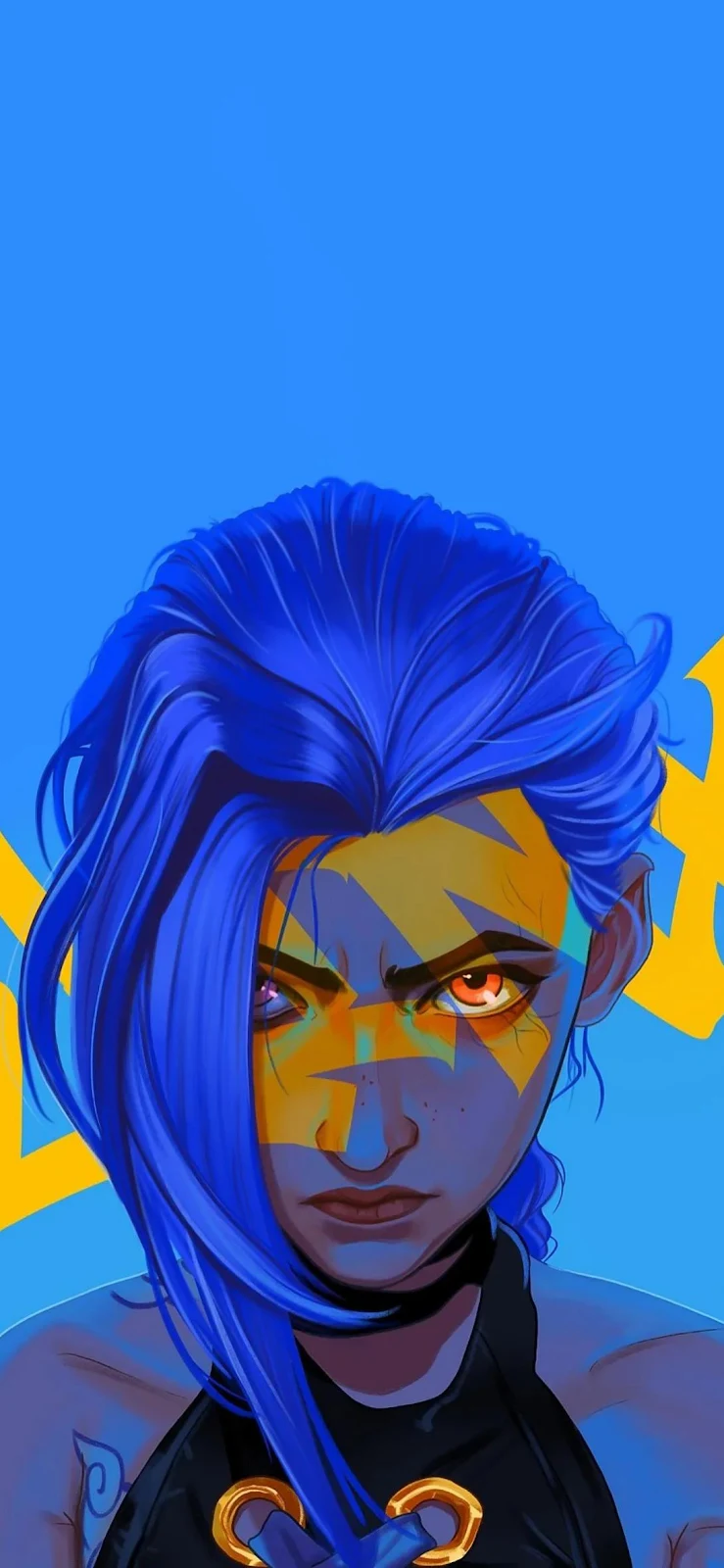 Jinx From Arcane Character Portrait - Digital Illustration Full HD iPhone Wallpaper (1090x2360)