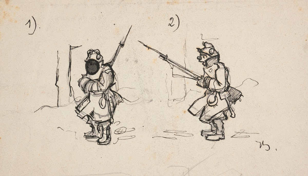 Karykatura  dwaj żołnierze austriaccy 1914 1920