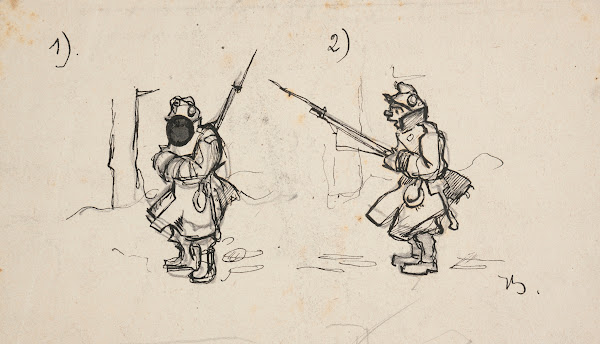 Karykatura  dwaj żołnierze austriaccy 1914 1920