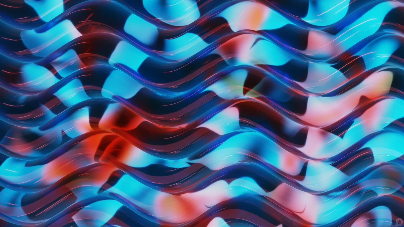 Abstract Blue And Red Waves - Digital Art 4K Wallpaper (3840x2160)
