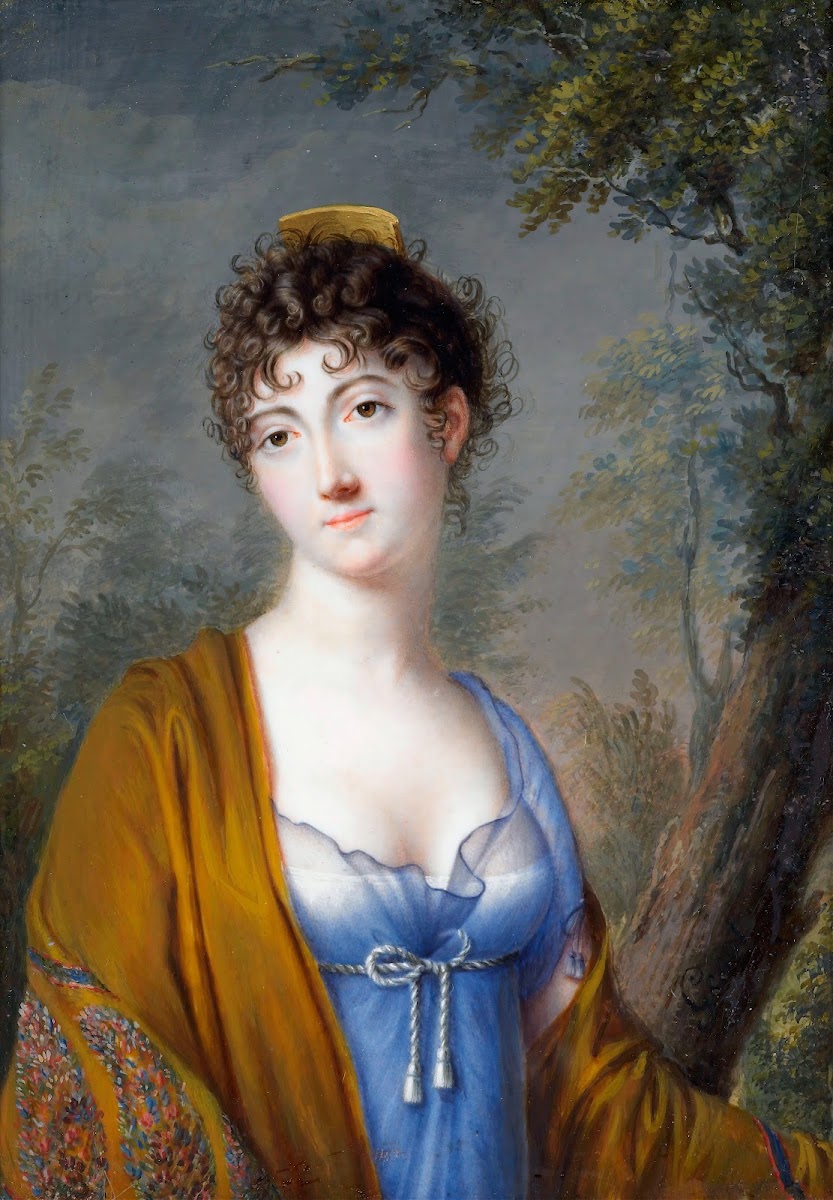 Lady in Blue with Yellow Shawl c1800