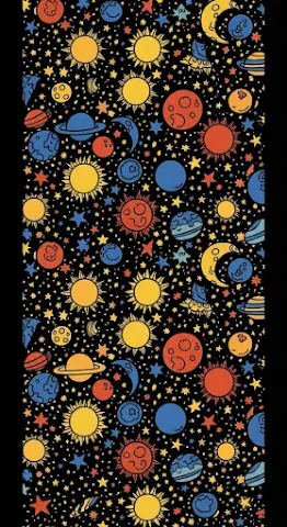Childlike Cosmic Doodle Pattern