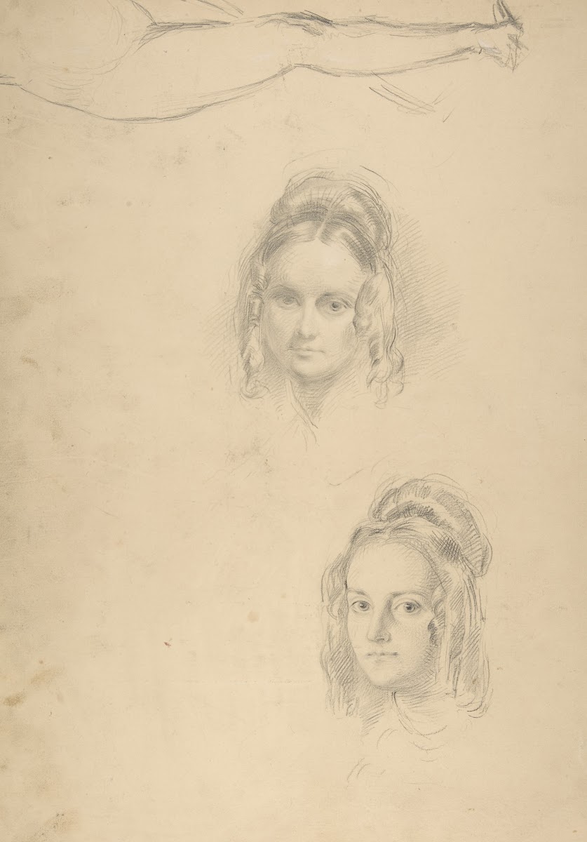 Two Portrait Studies of the Artists Wife and a Study of a Leg and Torso 182933