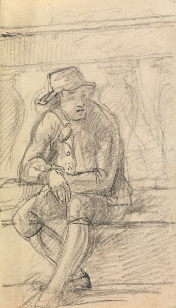Figure Study of a Young Man with a Hat Sitting Outside 1805