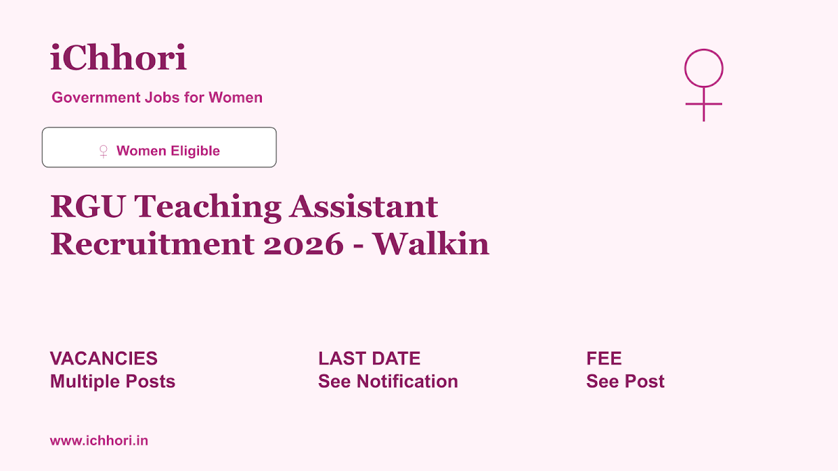 RGU Teaching Assistant Recruitment 2026 - Walkin - iChhori